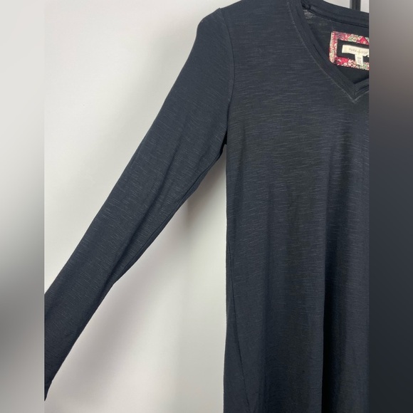 Anthropologie Pure + Good Black Soft Long V-Neck Long Sleeve Shirt - Picture 4 of 6